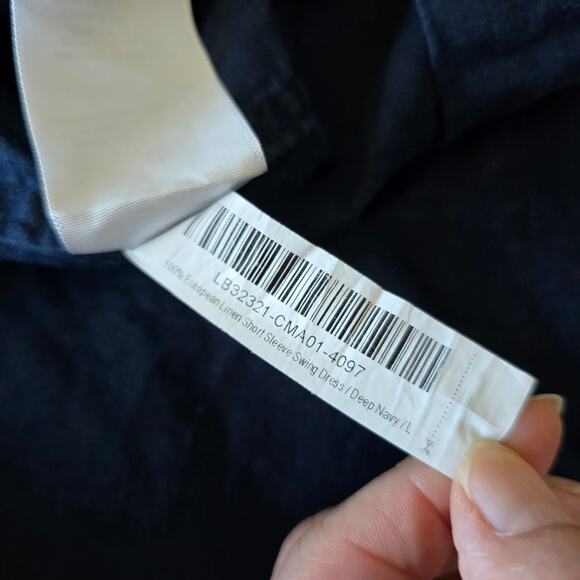 Quince 100% European Linen Short Sleeve Swing Dress Deep Navy Size L - Picture 8 of 8